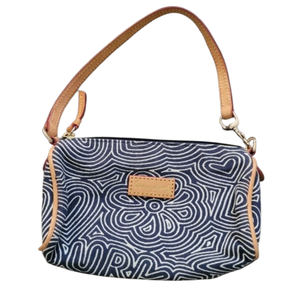 Dooney & Bourke Navy Canvas Scribble Print Purse